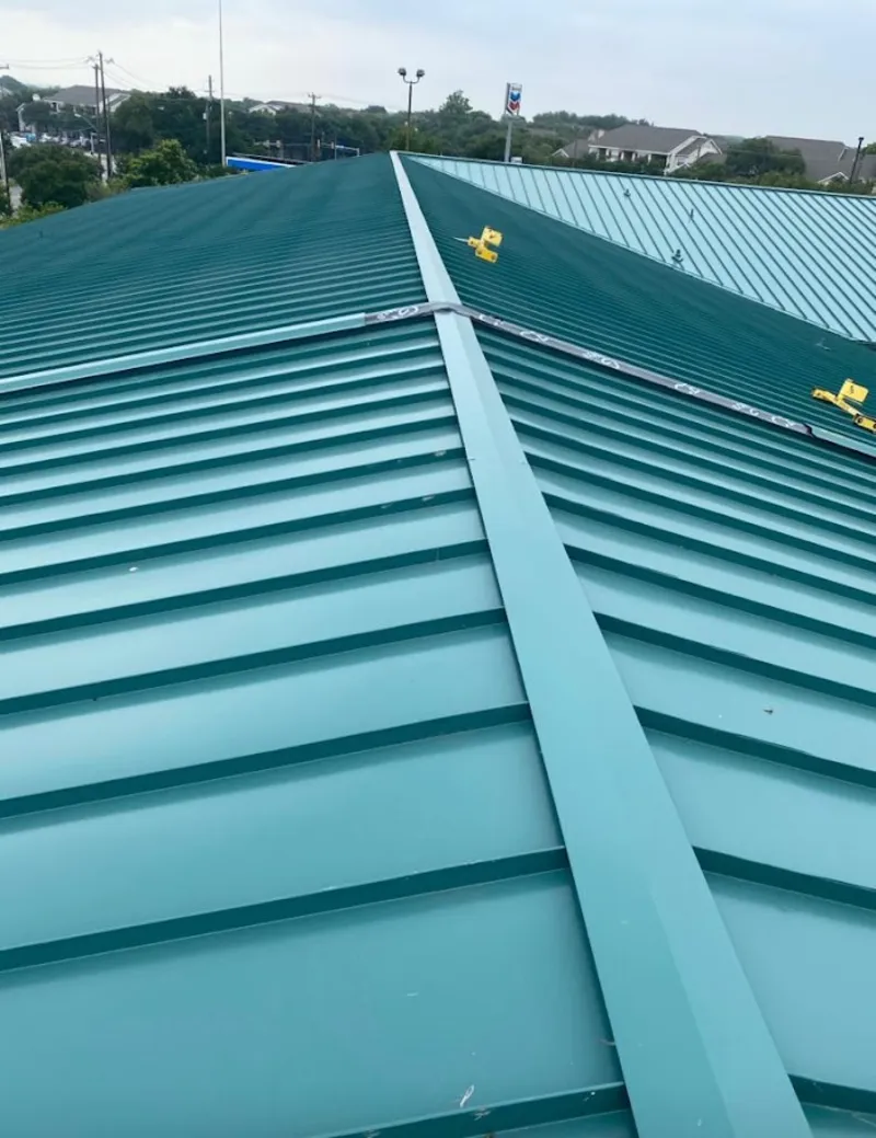 Green commercial metal roof ridge and valley for Metal Roof Repair in Hamptonburgh